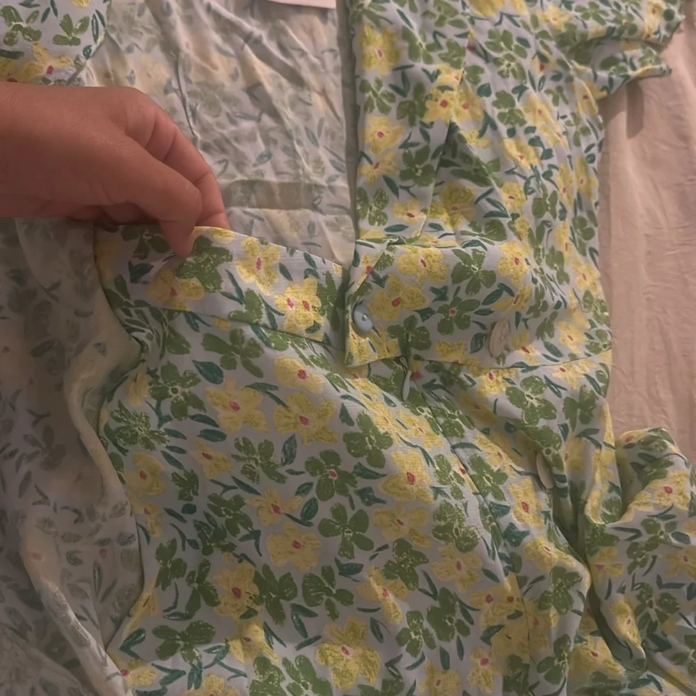 Zara Floral Button Collar Dress Skort Mini Spring Summer Small NWT